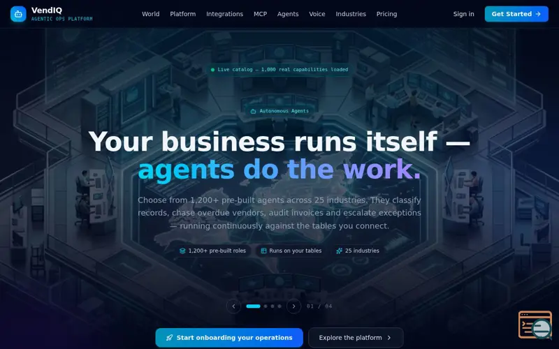 Screenshot of VendIQ · Agentic Ops Platform
