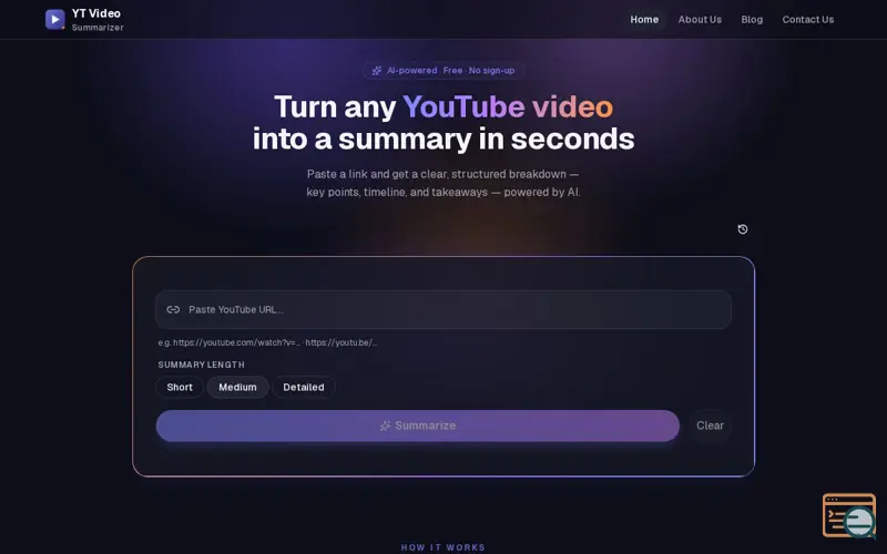 Screenshot of YT Video Summarizer