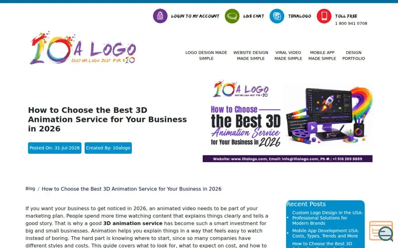 Screenshot of 3D Animation Service, a launch using CDNFonts
