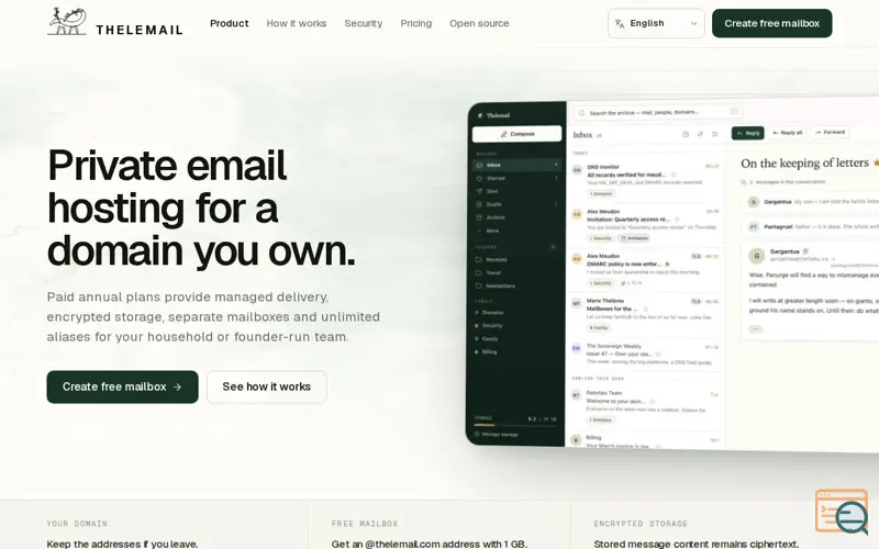 Screenshot of Thelemail