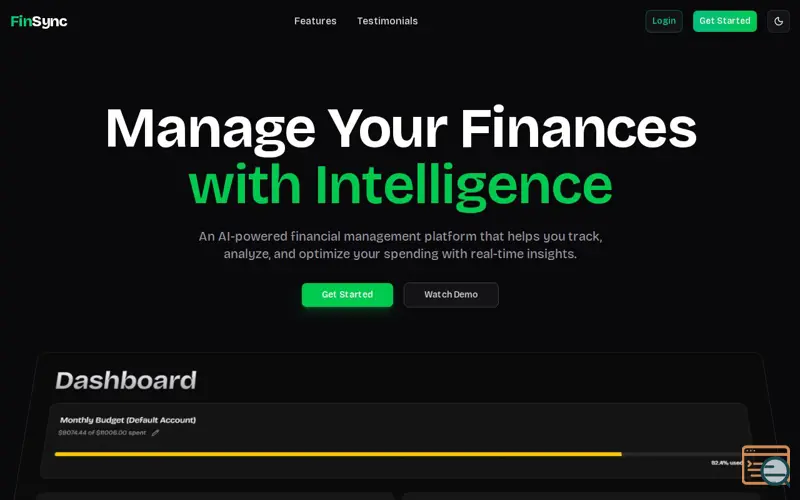 Screenshot of FinSync