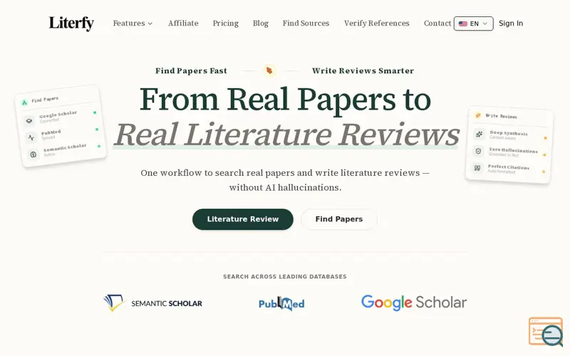 Screenshot of Literfy, a launch using Tapfiliate