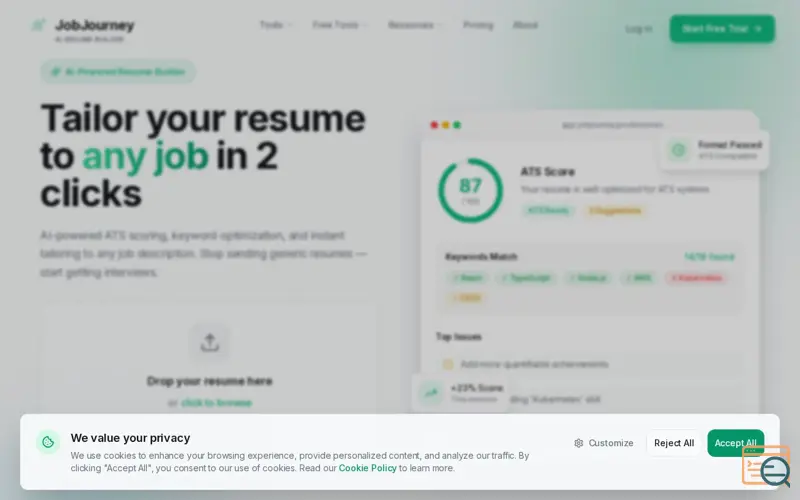 Screenshot of JobJourney