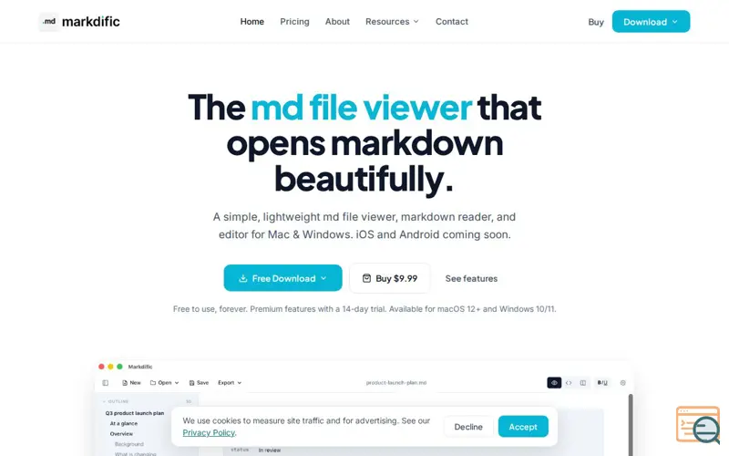Screenshot of Markdific
