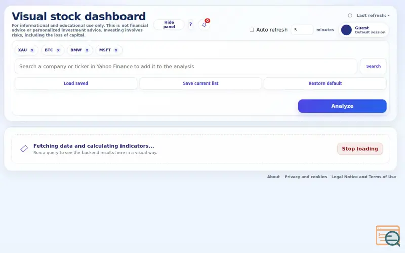 Screenshot of StockOptionApp