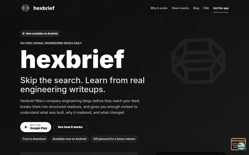 Screenshot of Hexbrief