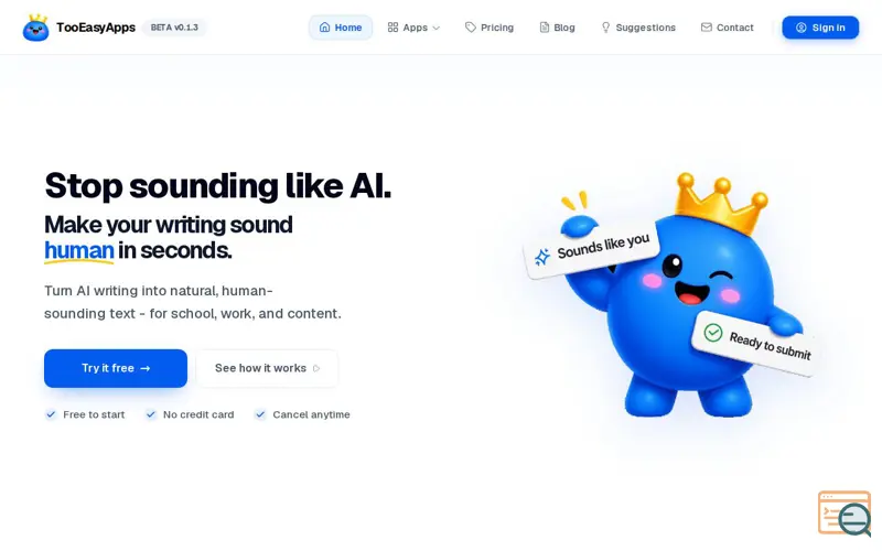 Screenshot of TooEasyApps, a launch using Chatway