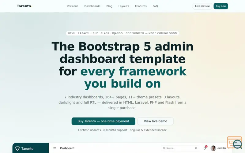 Screenshot of Tarento  Bootstrap 5 Admin Dashboard 