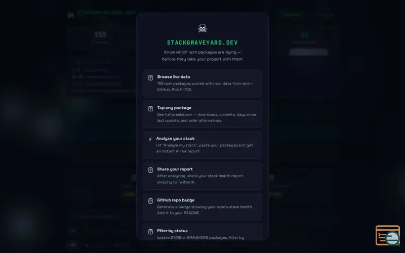 Screenshot of Stack Graveyard