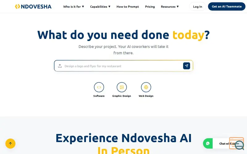 Screenshot of Ndovesha AI the AI workforce platform 