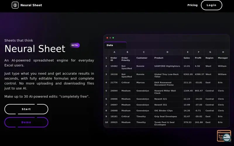 Screenshot of Neural Sheet