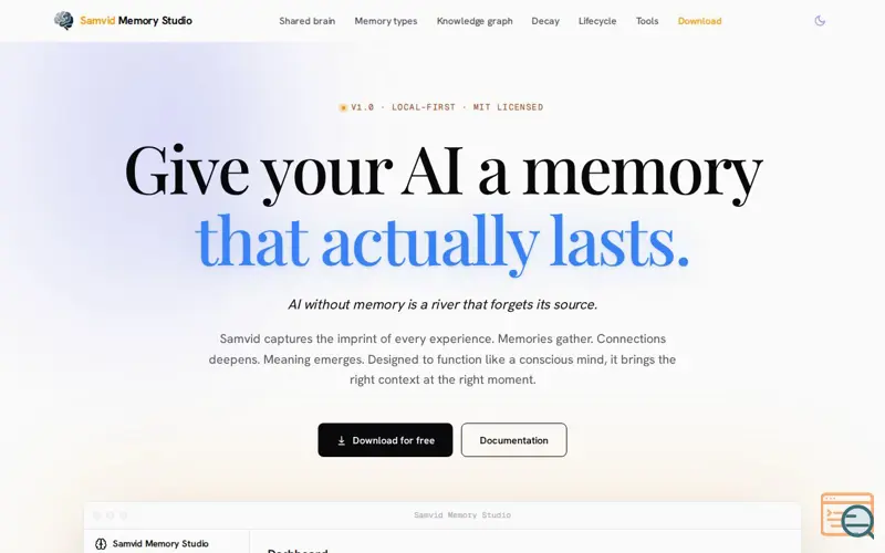 Screenshot of Samvid Memory Studio
