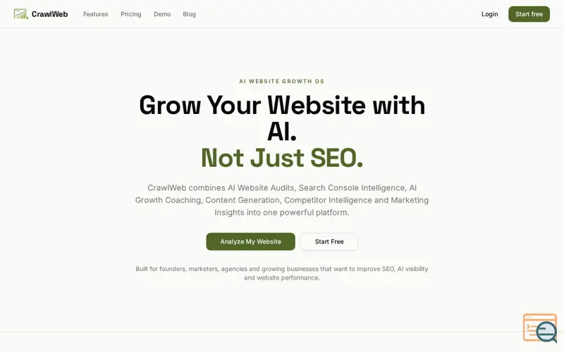 Screenshot of CrawlWeb – AI-Powered SEO & Website Growth Platform, a launch using TanStack Start