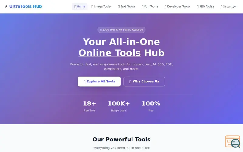 Screenshot of UltraTools Hub