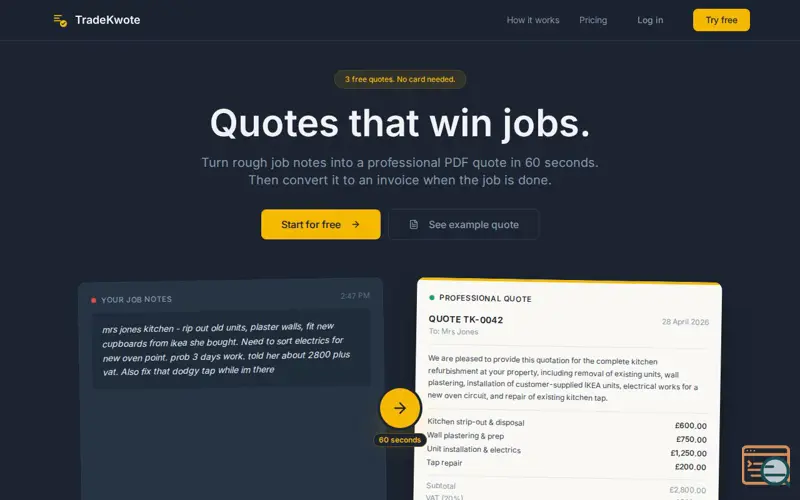 Screenshot of TradeKwote