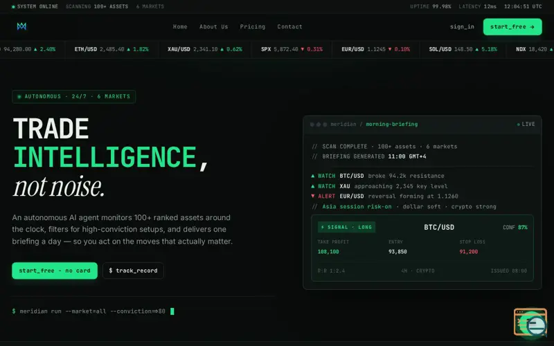 Screenshot of Meridian - Trade Intelligence, Not Noise