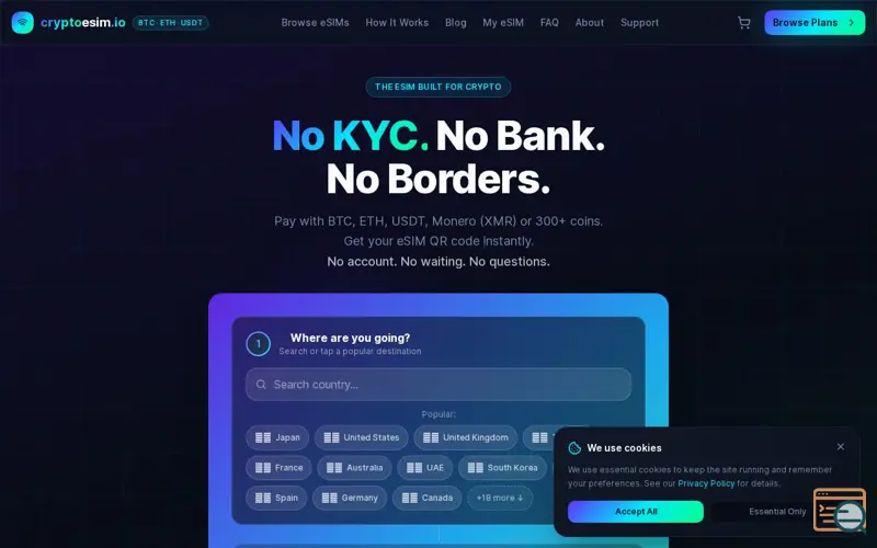 Screenshot of CryptoeSIM