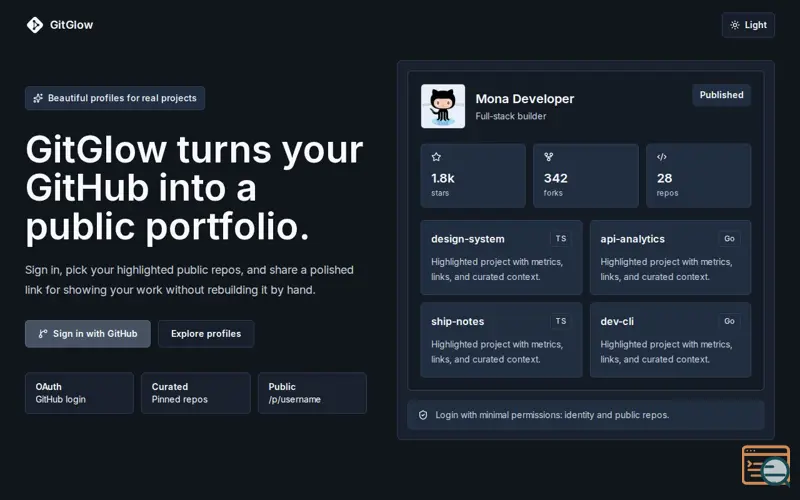 Screenshot of GitGlow