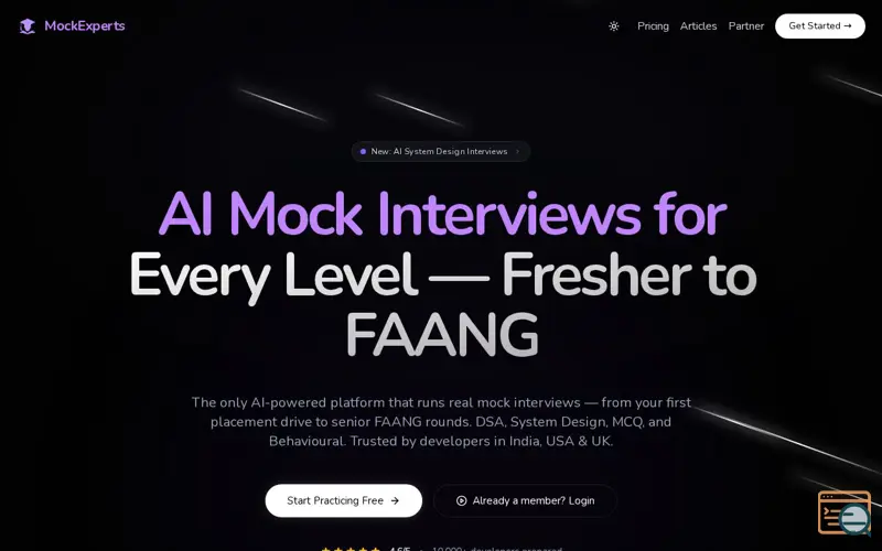 Screenshot of MockExperts 2.0