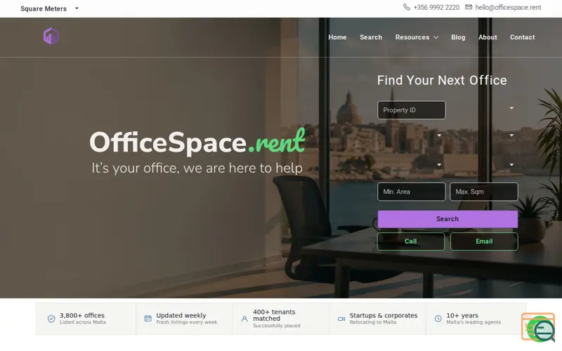 Screenshot of OfficeSpace.Rent, a launch using Campaign Monitor