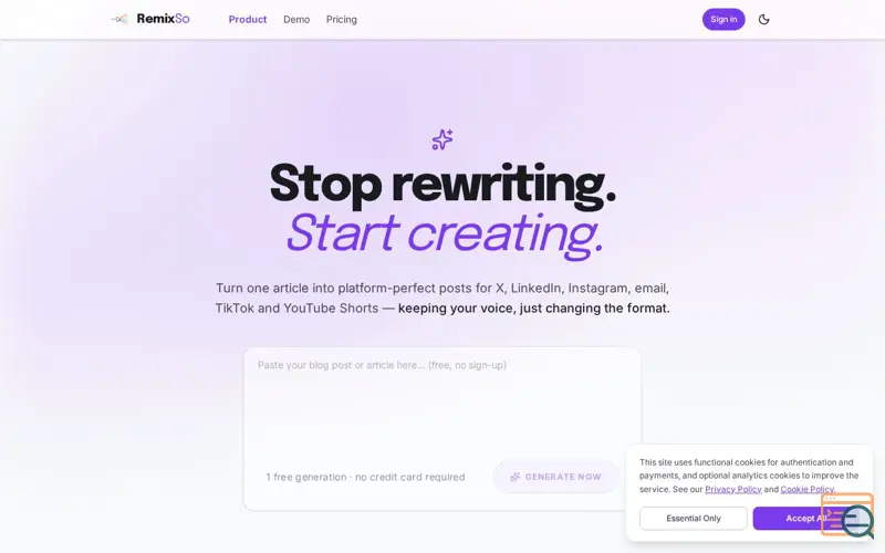 Screenshot of RemixSo