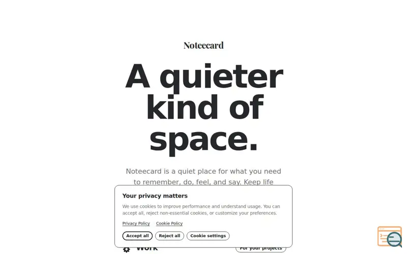 Screenshot of Noteecard, a launch using ipapi
