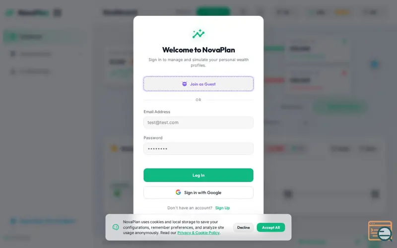 Screenshot of NovaPlan: Plan your early retirement