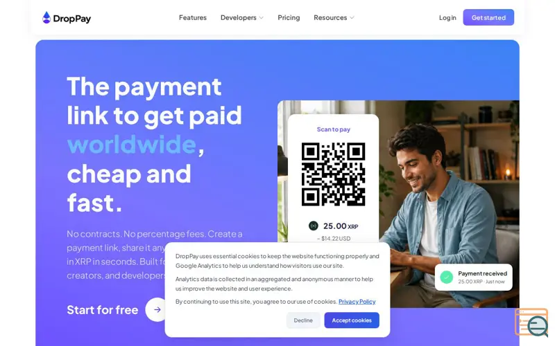 Screenshot of DropPay