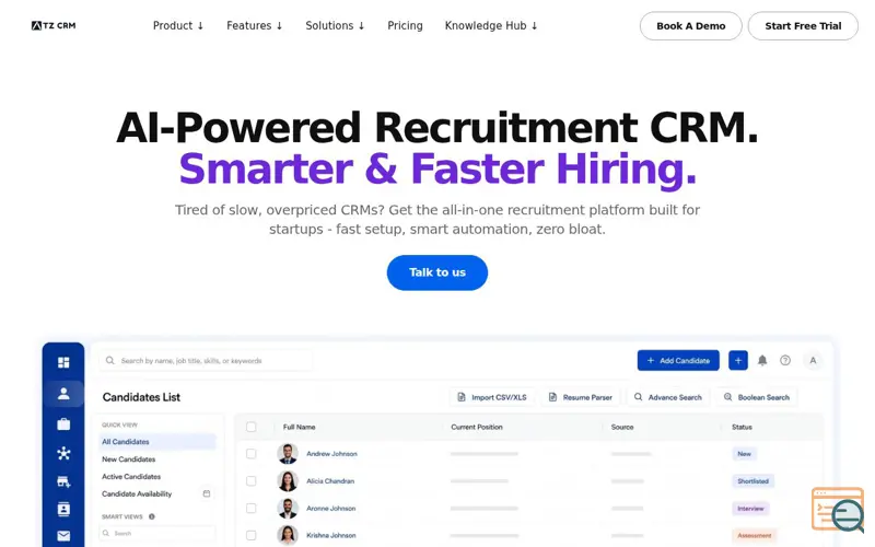 Screenshot of ATZ CRM, a launch using Namecheap DNS