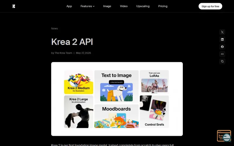 Screenshot of Krea 2 API