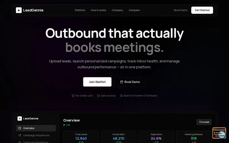Screenshot of LeadGennie
