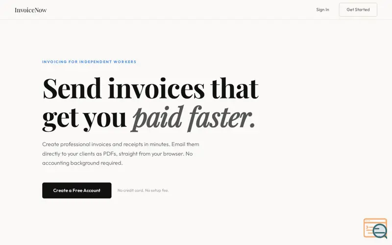 Screenshot of InvoiceNow Professional Invoices