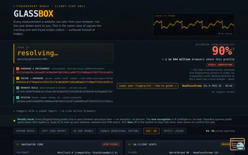 Screenshot of GlassBox