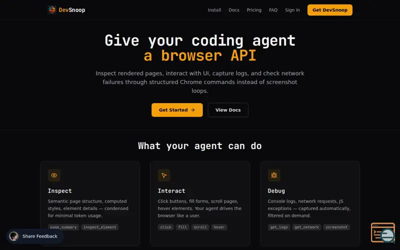 Screenshot of DevSnoop