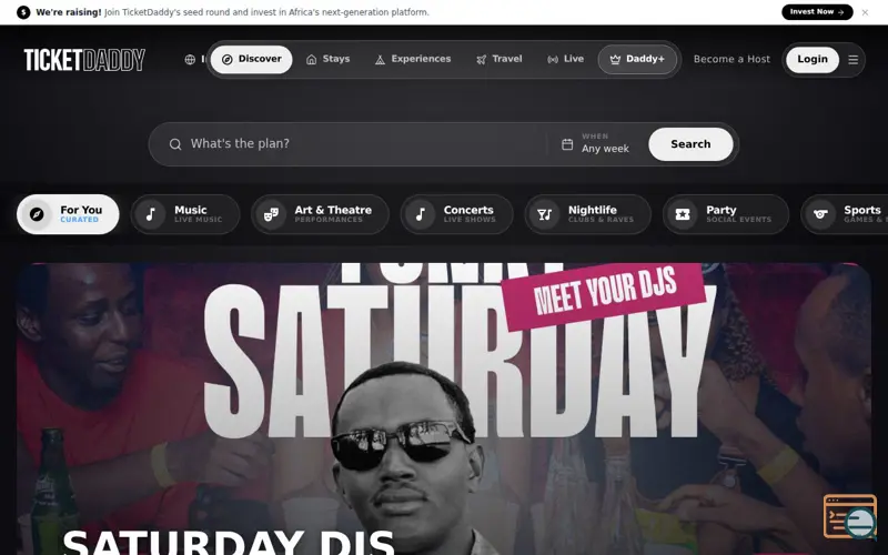 Screenshot of TicketDaddy