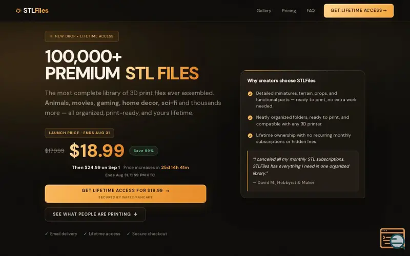 Screenshot of STLFiles