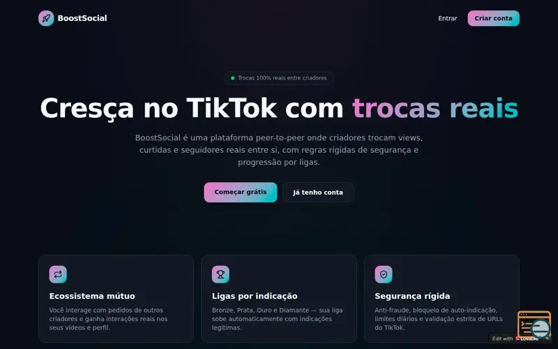 Screenshot of BoostSocial  Get followers likes views