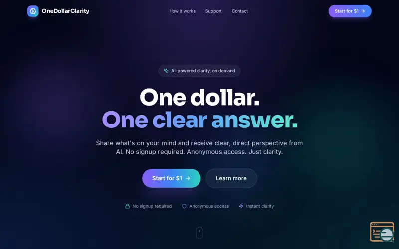 Screenshot of One Dollar Clarity