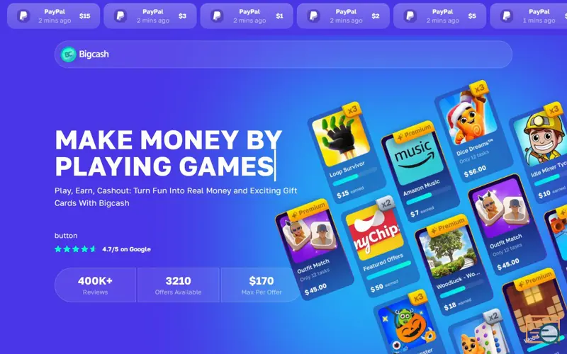 Screenshot of Bigcashweb, a launch using RedTrack