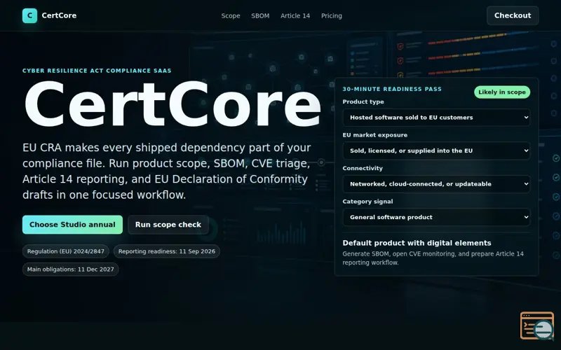 Screenshot of CertCore
