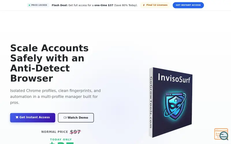 Screenshot of InvisoSurf, a launch using Trouble Free Hosting DNS