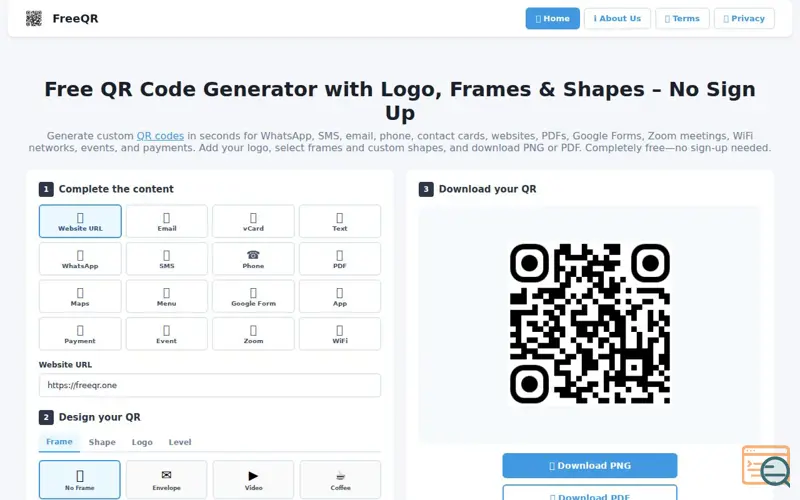 Screenshot of FreeQR