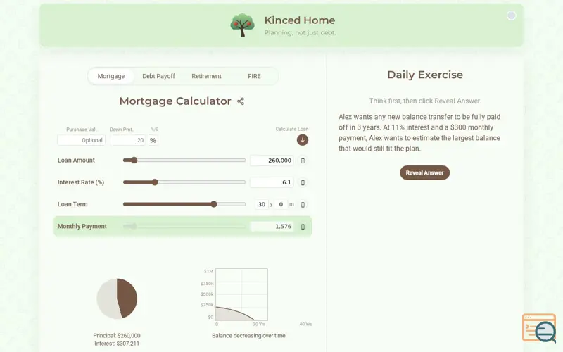 Screenshot of Kinced Home