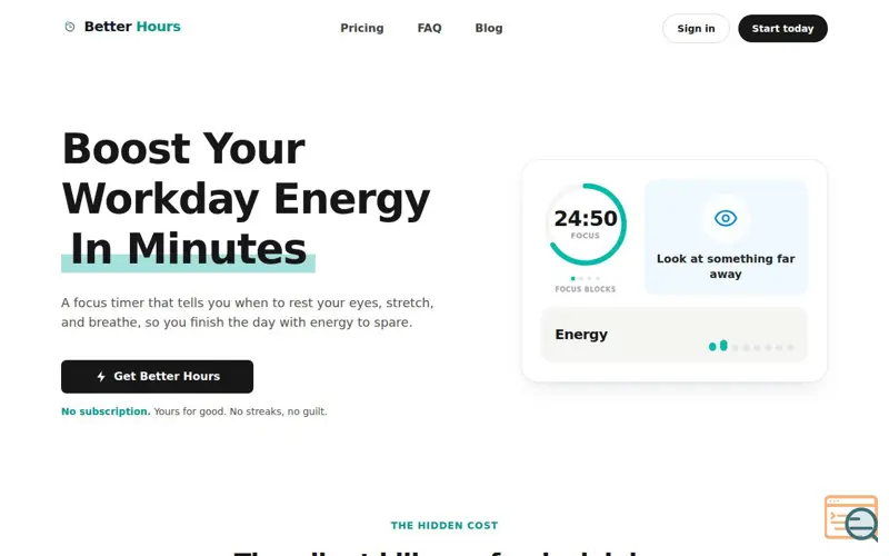 Screenshot of Better Hours