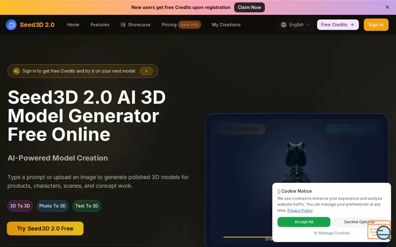 Screenshot of Seed3D 2.0