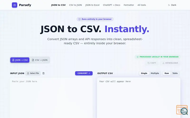 Screenshot of Parsefy