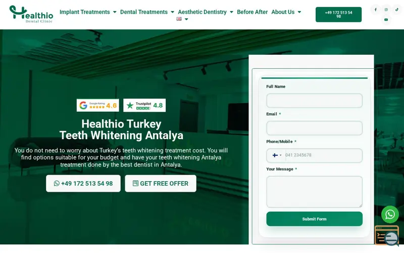 Screenshot of Healthio Dental Clinic