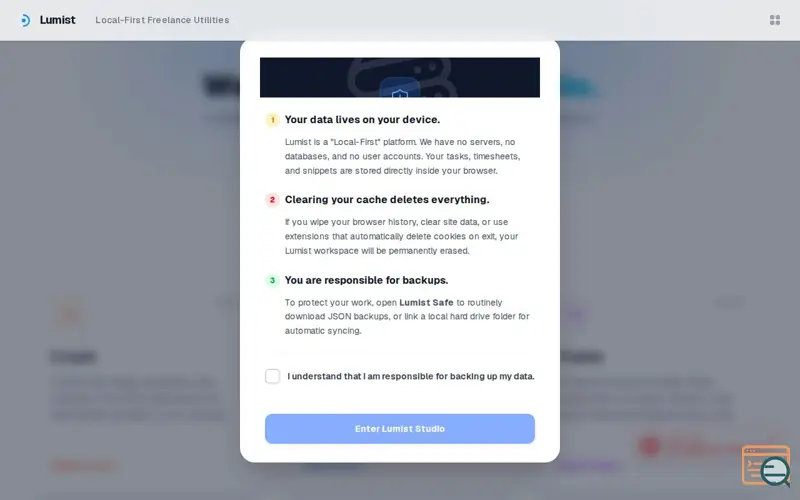 Screenshot of Lumist Studio