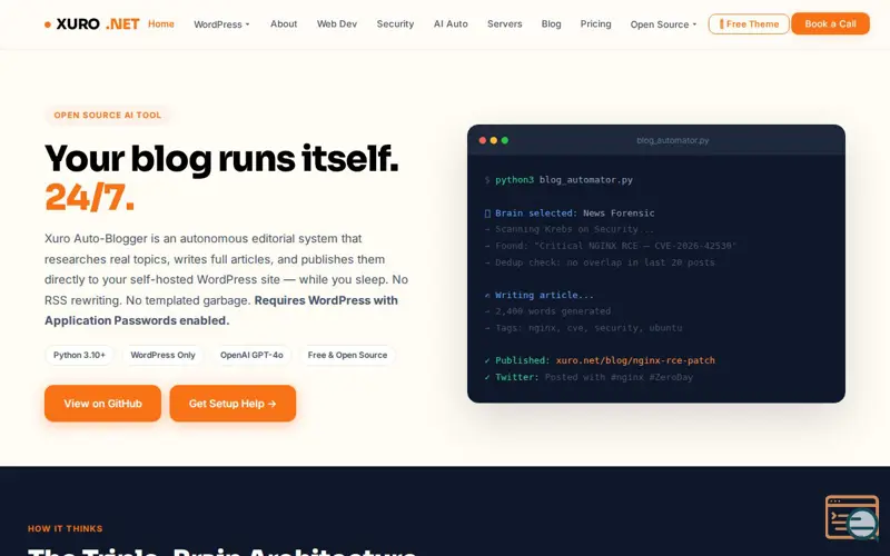 Screenshot of Xuro Auto-Blogger