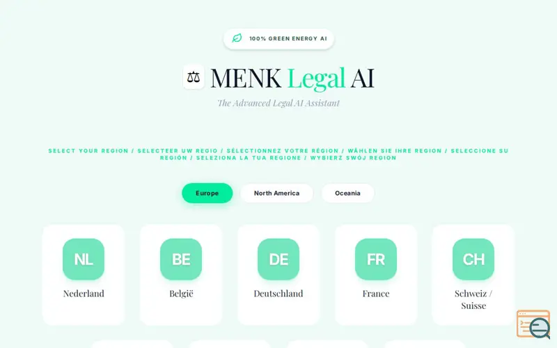 Screenshot of MENK Legal AI, a launch using Reditus